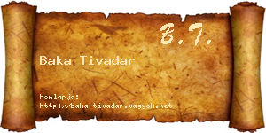 Baka Tivadar névjegykártya